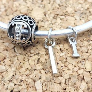 5/$25 ❤ SILVER LETTER i INTIAL ALPHABET CHARM FOR PANDORA BRACELETS